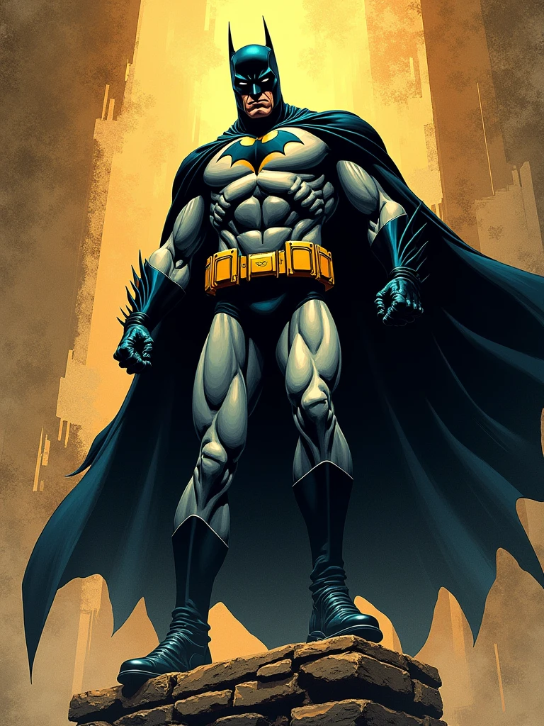 Masterpiece cartoon horror Batman in dynamic and heroic pose, comic book illustration style, intense chiaroscuro lighting, exaggerated anatomical proportions, bold ink outlines, vibrant color palette with deep shadows, reminiscent of Frank Miller's "The Dark Knight Returns," gritty texture resembling aged comic paper, hyper-detailed armor and musculature, dynamic action lines emphasizing movement, extreme foreshortening for dramatic effect, cinematic panel composition, expertly rendered in digital media to emulate traditional comic book techniques, ultra-high resolution 8K image with crisp details and rich textures enhanced by Octane Render's advanced lighting and material capabilities.