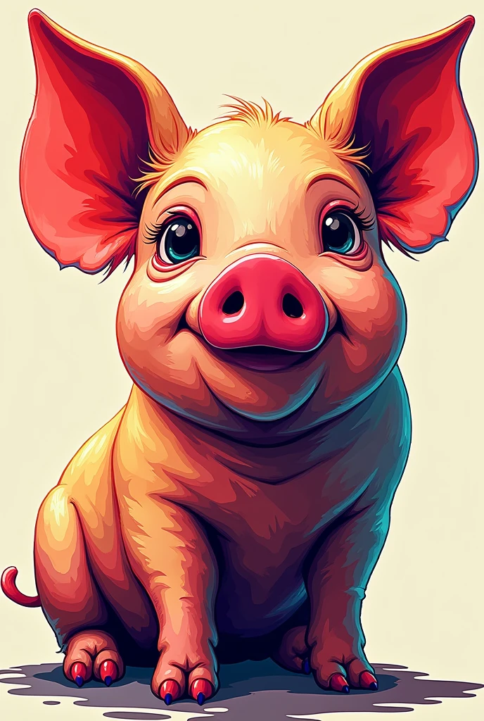 Post of a pop art pig without a background