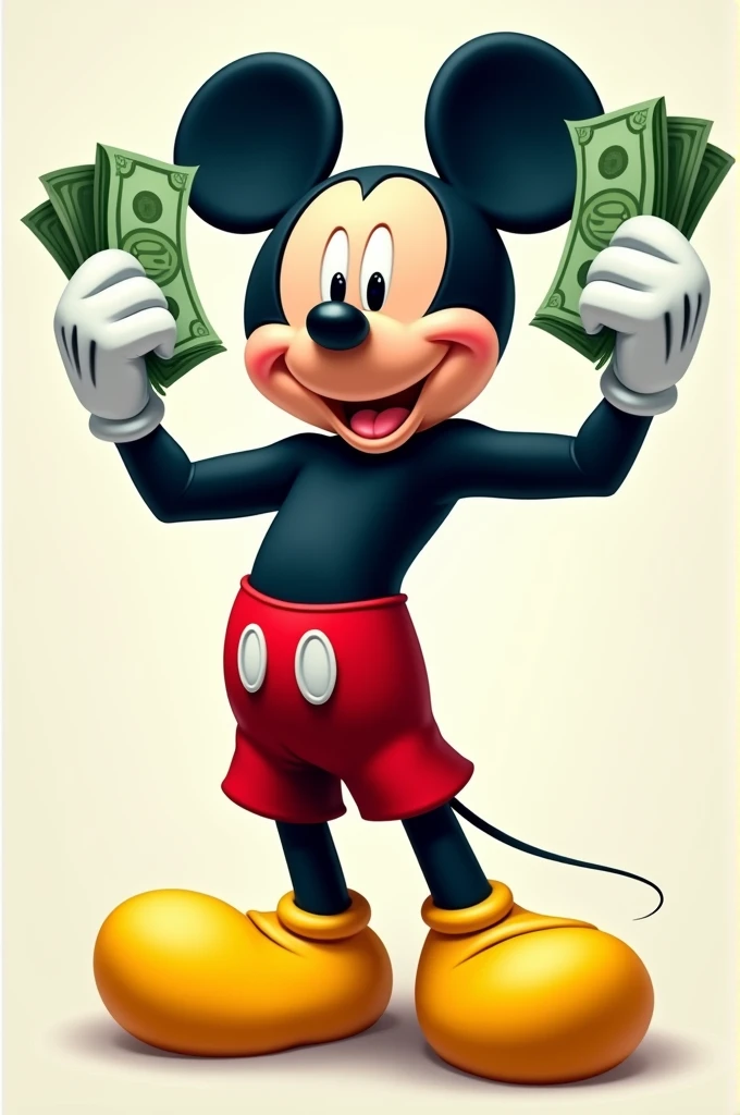 Mickey Mouse flexing money