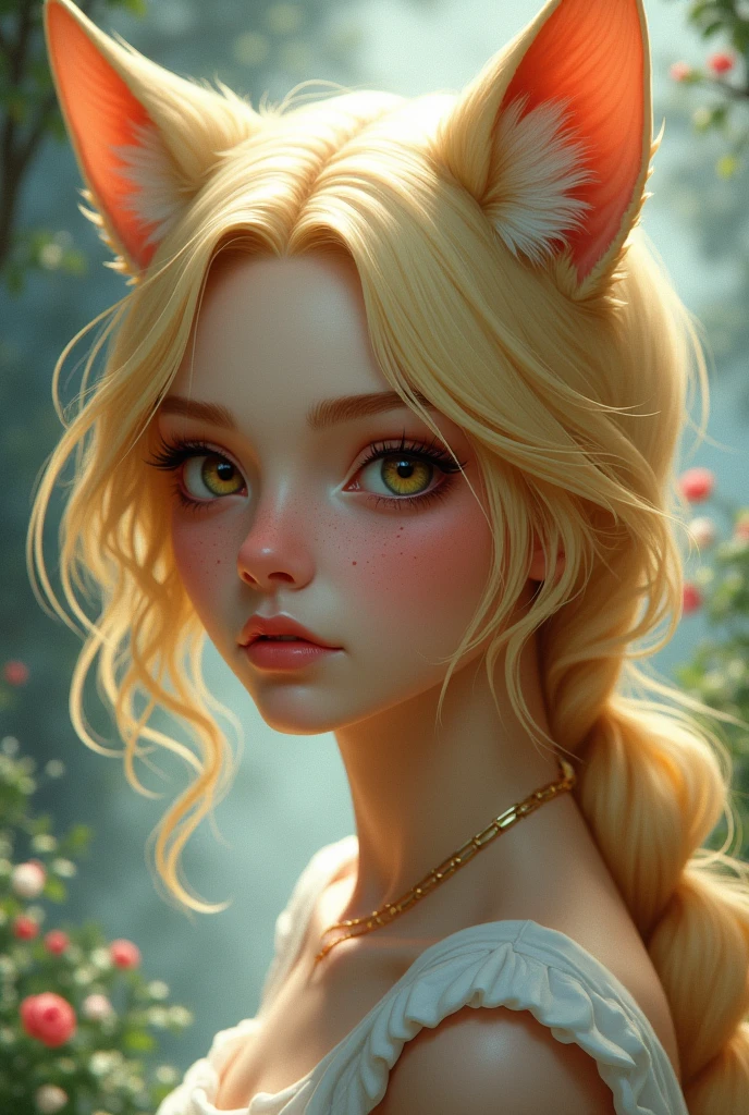 Blond girl with a fox face