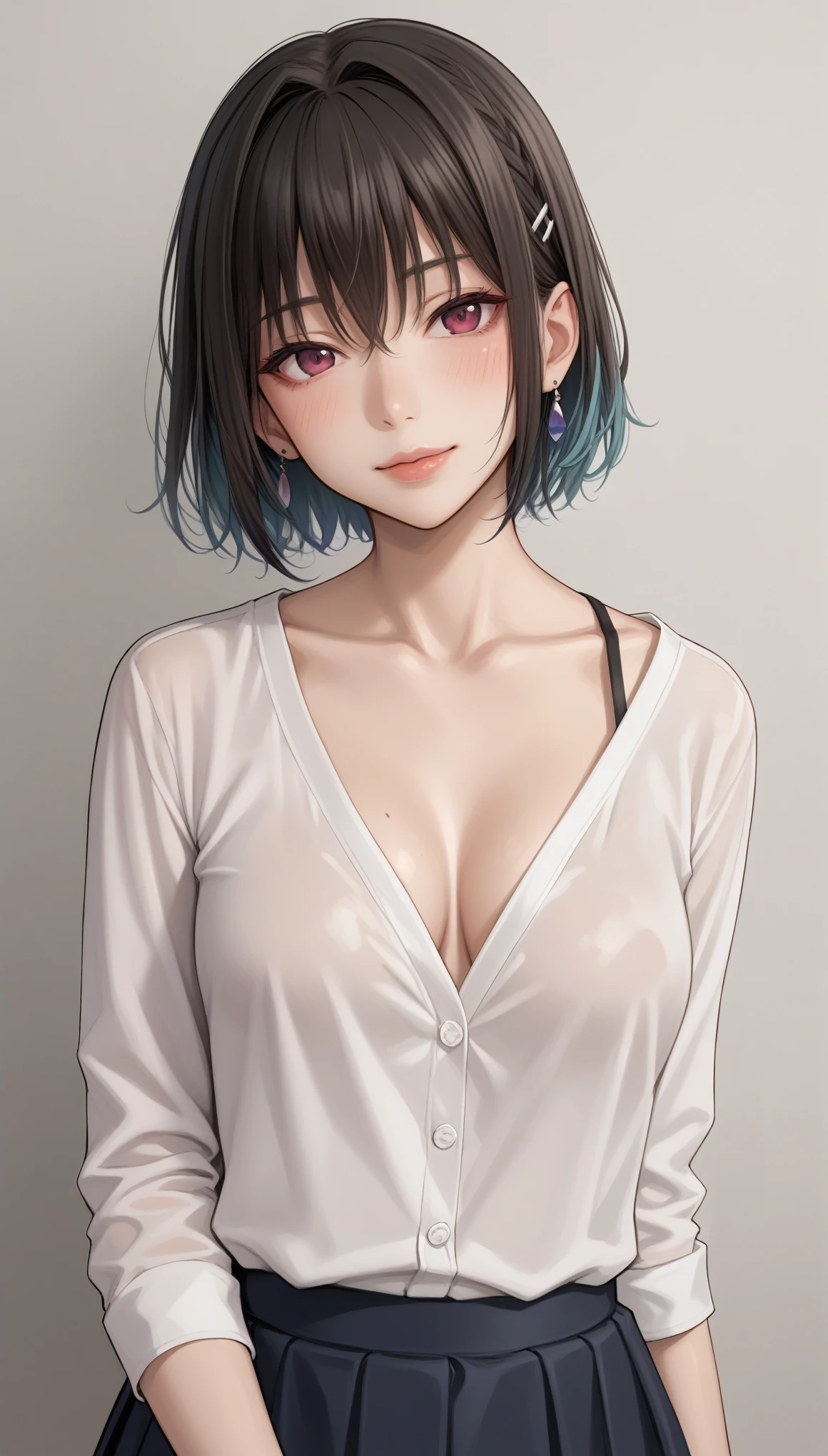 The painting style of Isamu's Vegetarianism, (score_9, score_8_superior, score_7_superior), (Highest quality, masterpiece),perfect aninomy,(beautiful,very beautiful),Official Style, (Ultra-high resolution), One girl, Tifa Lockhart, Final Fantasy,(Beautiful woman).puppet, Black Hair, Long hair tied low, Red eyes, bangs, White tank top,gap, belt, pleined skirt, Knee socks, Elbow fingerless gloves, Elbow pads, abdomen, belly button,Suspender skirt.zettai ryouiki ,(Front view),Straight,(big_chest:1.2),一人in,Medium Shot,Looking_in_Audience,Contrasting, Vibrant, Joyful,Cafe and Bar, ,Involved,(,Tank Top Lift),