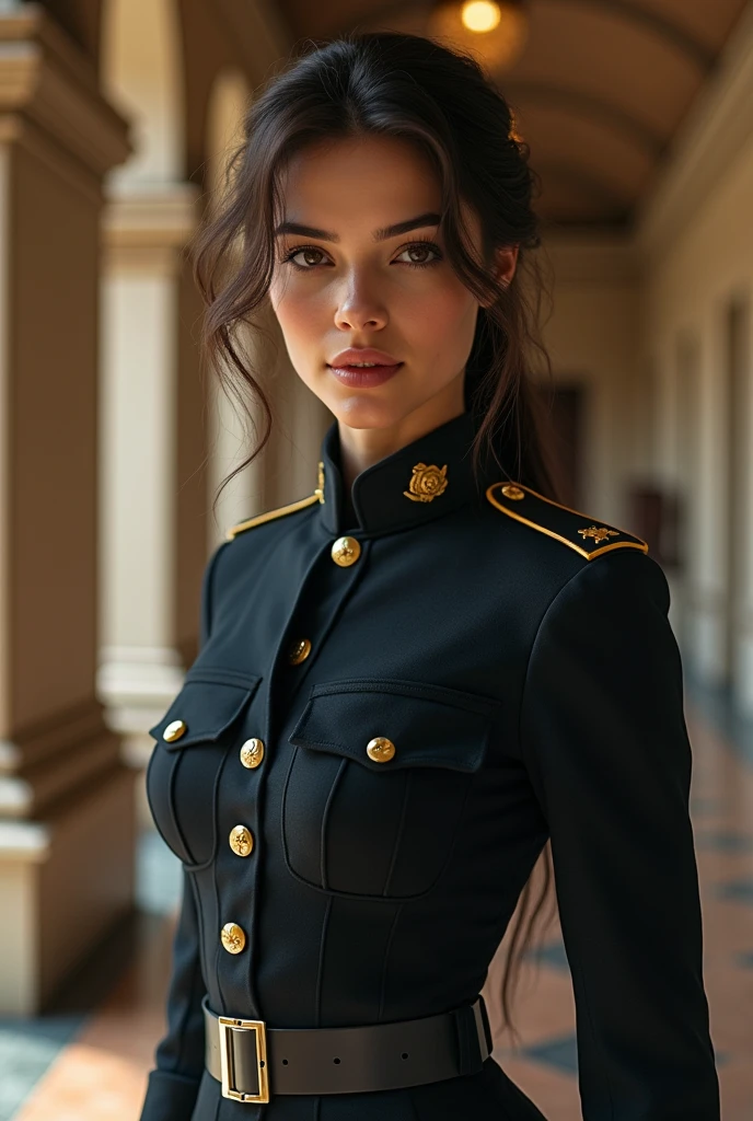sexy military student in military academy outfit