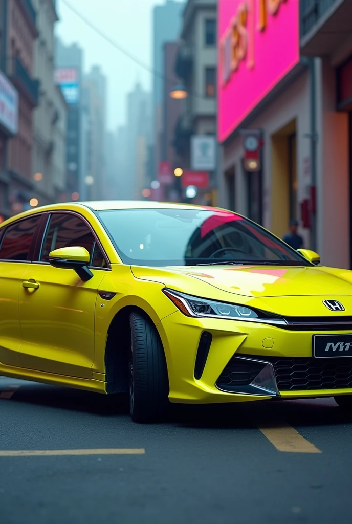 Um Civic G6 2000 LX, in neon yellow color.