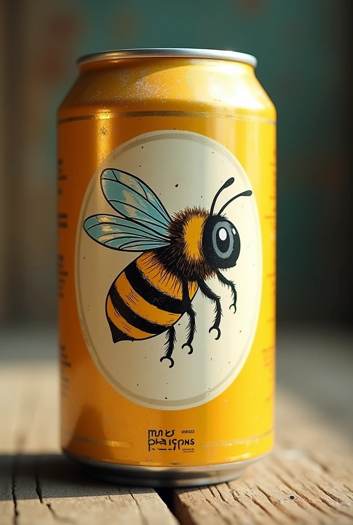 a soda can drawn with a bee drawn on the front