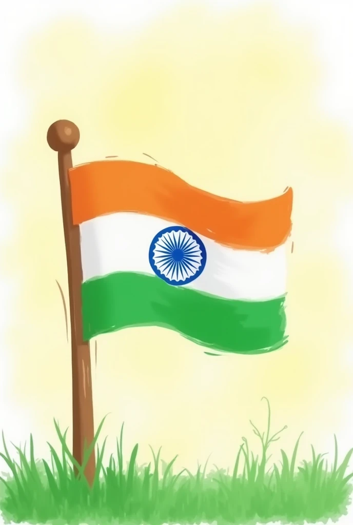 Kids stye drawing of indian flag
