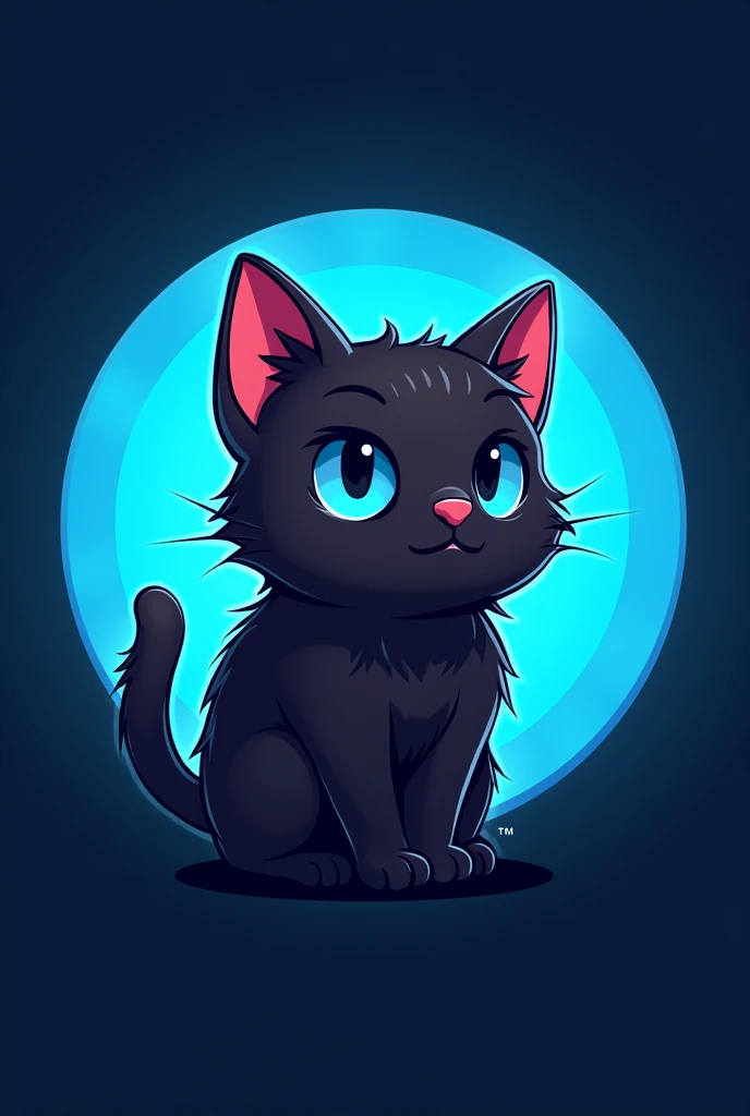 coin logo , tone network , dark brown cat , blue background , oggy inu , cat inu , cool