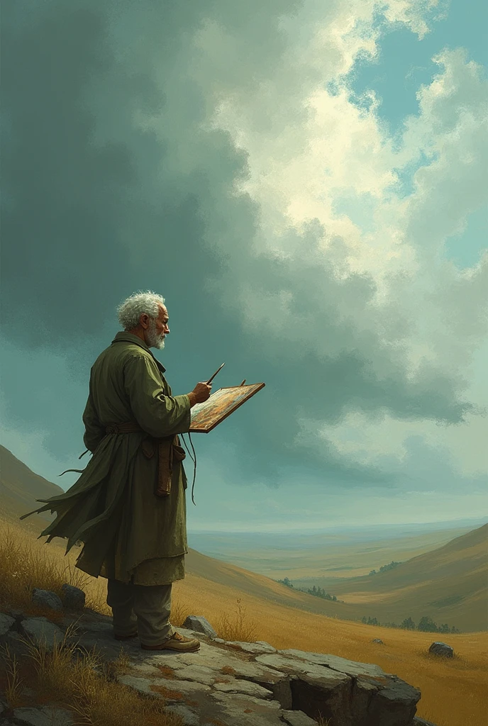 Image of a painter talking to the wind