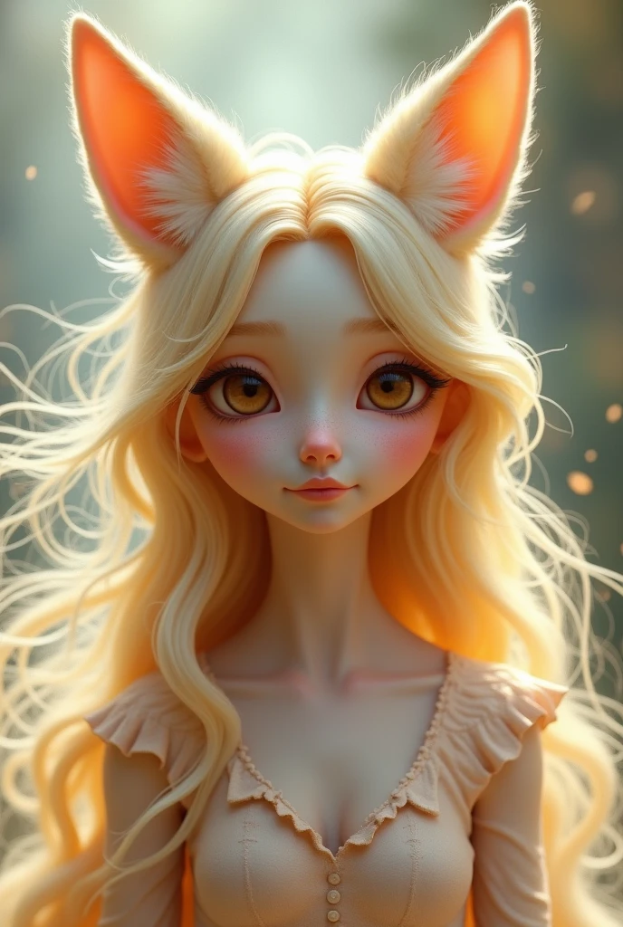 Blonde girl with a fox face, don't wear fox ears