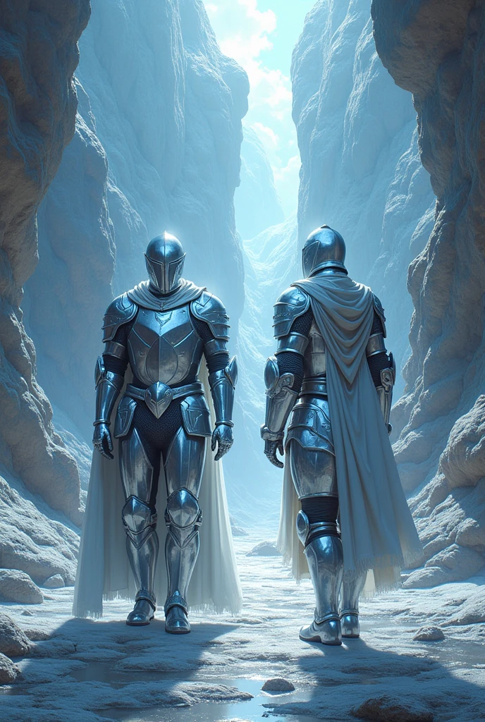 {
"size": "1024x1024",
"prompt": "In a realistic comic book style, the characters arrive in the Land of Alkali Metals, where everything shines like silver. The scene features elements like Sodium (Na) and Potassium (K) depicted as shiny, armored knights, their metallic armor gleaming under the bright light. The environment is filled with a silvery glow, emphasizing the reactivity and vibrancy of these elements. There are no speech bubbles or text in the image, focusing entirely on the visual representation of the Land of Alkali Metals."
}