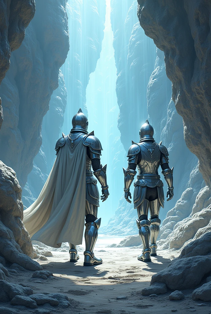 {
"size": "1024x1024",
"prompt": "In a realistic comic book style, the characters arrive in the Land of Alkali Metals, where everything shines like silver. The scene features elements like Sodium (Na) and Potassium (K) depicted as shiny, armored knights, their metallic armor gleaming under the bright light. The environment is filled with a silvery glow, emphasizing the reactivity and vibrancy of these elements. There are no speech bubbles or text in the image, focusing entirely on the visual representation of the Land of Alkali Metals."
}