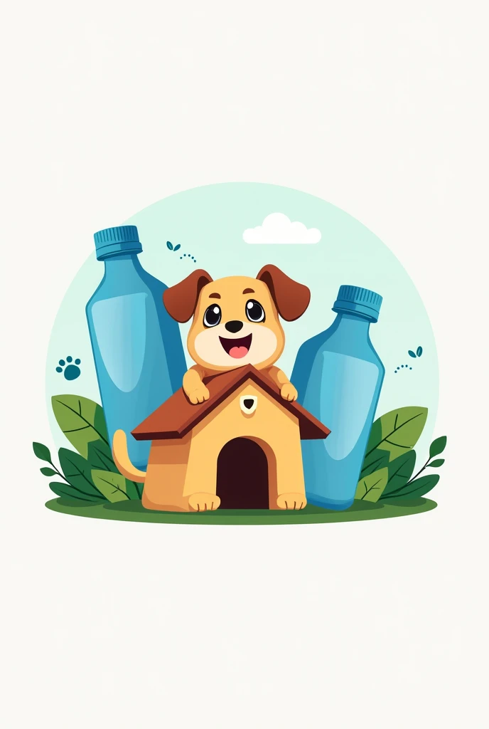 Generate a logo for a pet house creation company using recycled PET bottles