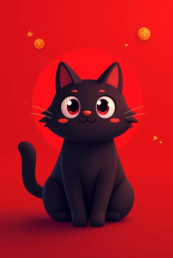 coin logo , tone network , dark brown cat , red background , oggy inu , cat inu , cute, clean
