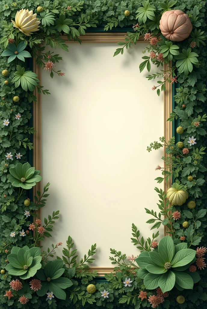 I think like a portrait where you leave a blank box in the middle to put a photo of a person, around put green details