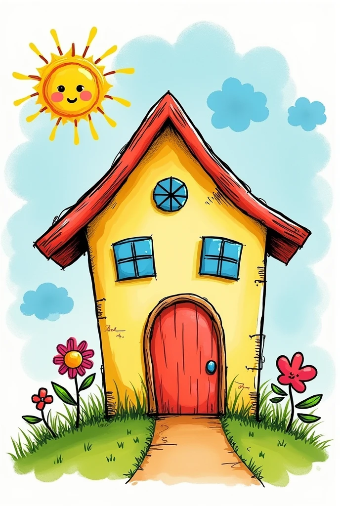 Kids stlye drawing of a house