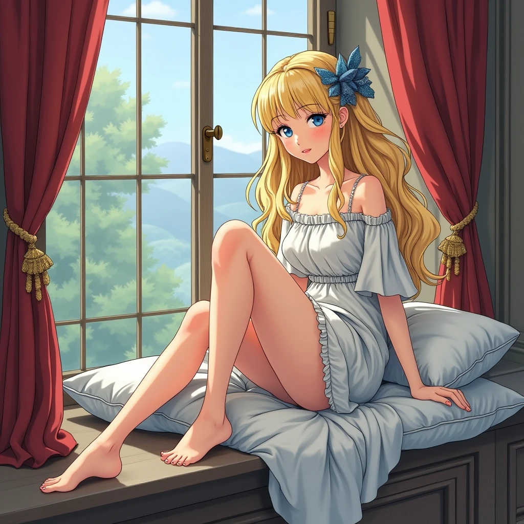 (hyperrealistic), (illustration), (high resolution), (8K), (extremely detailed), (best illustration), (beautiful detailed eyes), (best quality), (super detailed), (masterpiece), (wallpaper), (detailed face), solo, (dynamic pose), 1 girl, white wavy hair on the chair, korean, heterochromic eyes, small moles under the eyes, ((short apron)), medium breasts, long legs, tightens abs, (camel toes), (no panties), (no bra) --auto