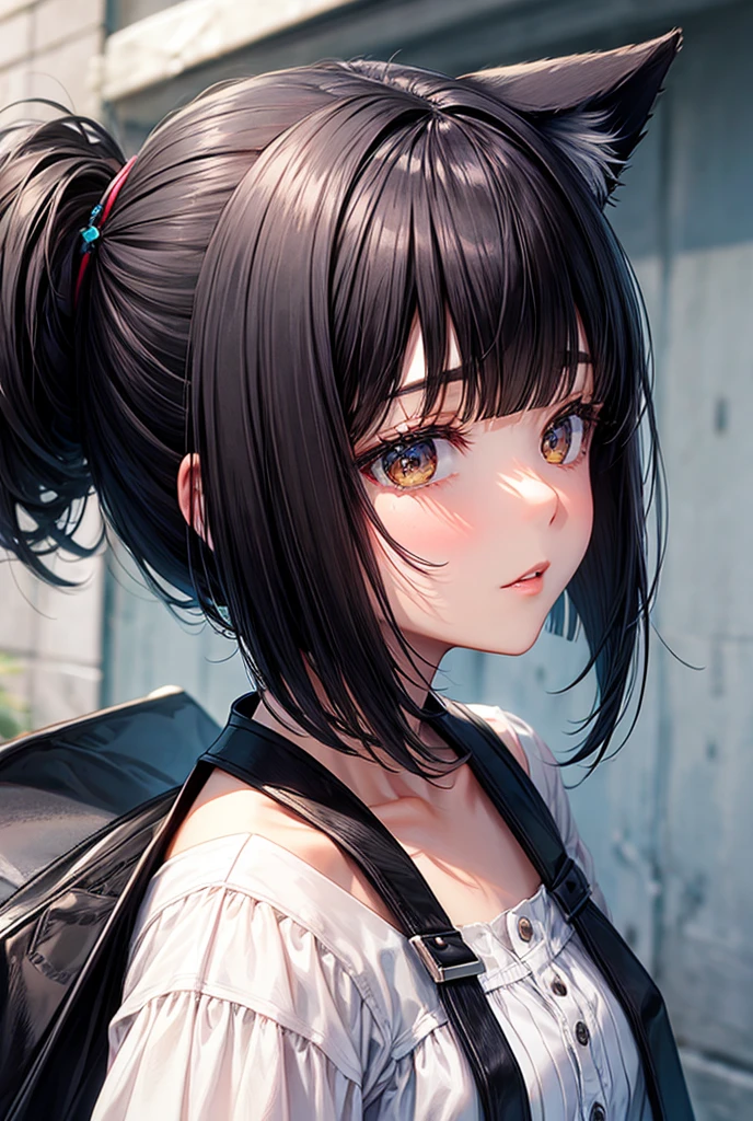 woman, accessories、bangs, Black Hair、Bob Hair、Dog ears