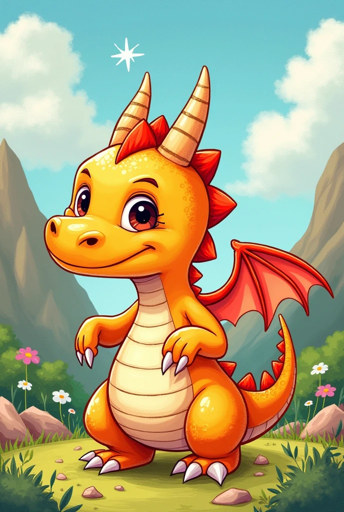 Kids style drawing of a dragon