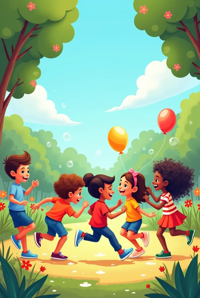 Make a cartoon image of the right to meet with others for children