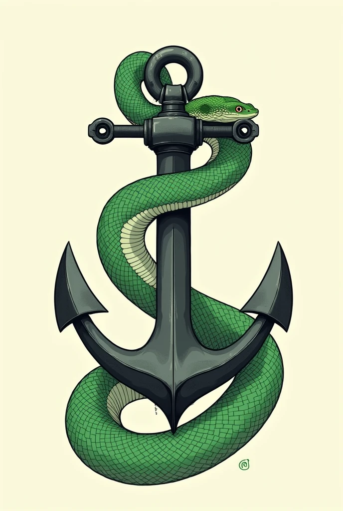 I wanted an anchor with a green boa constrictor, in drawing 
