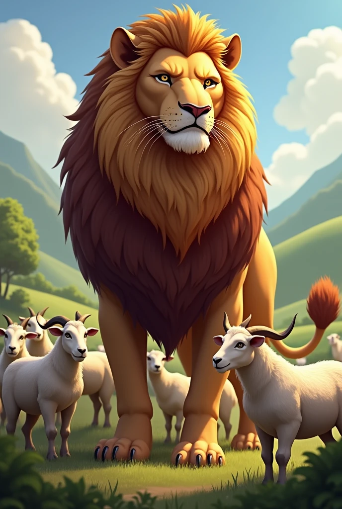 The mighty lion would take care of all the sheep and goats of the village
