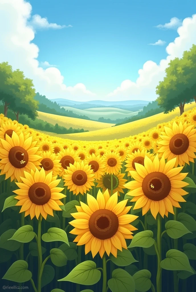 create landscape scenes like sunflower garden