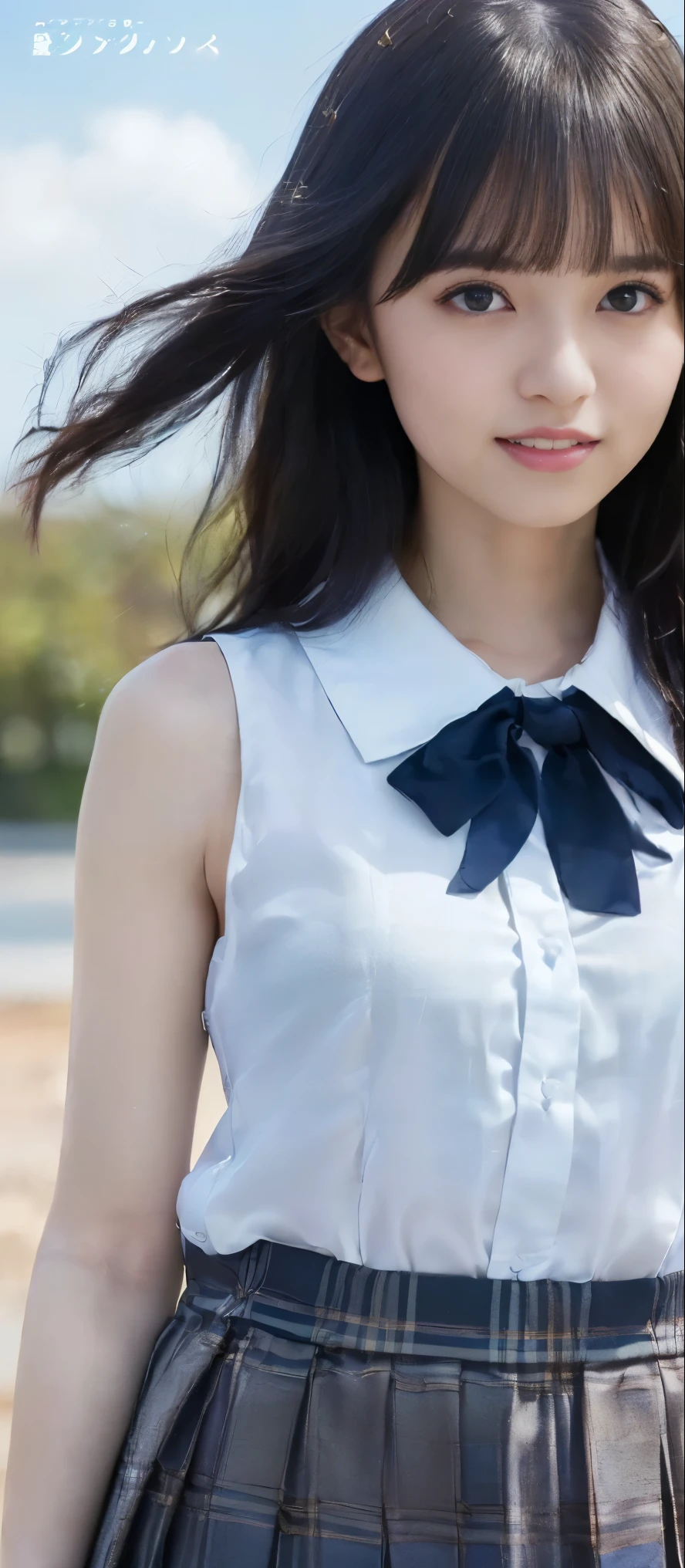 (masterpiece, Highest quality:1.1), (8K, RAW Photos, Photo Real:1.2, f22), (Shiny skin), Detailed skin,Long Hair,Detailed face, Fine grain, smilee,break, Real World, Intricate details, smile, break, One girl, (Polka dot pattern,skirt,green), break, (city:1.4), break