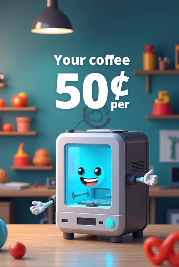 Make an image advertising 50 cents per hour of 3D printing