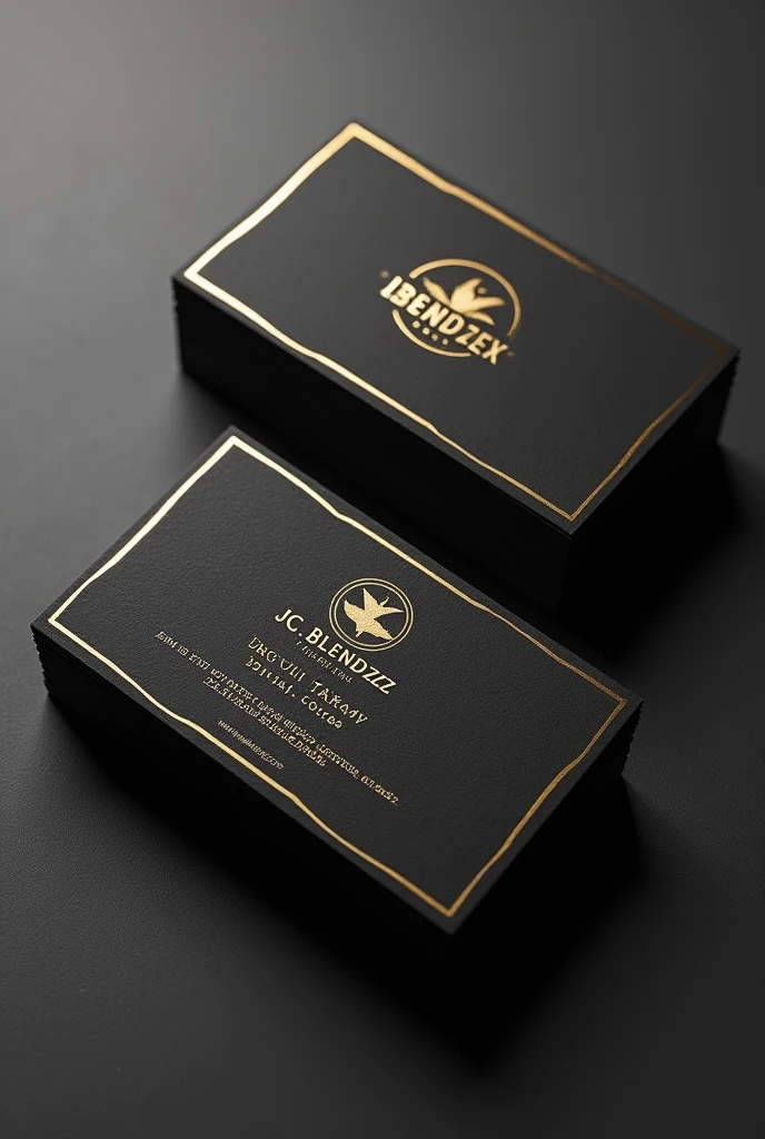 I want to create a unique and sophisticated business card design. I’m a barber and my barber name is Jc.Blendzz. Incorporate white gold, and black colors for the business card