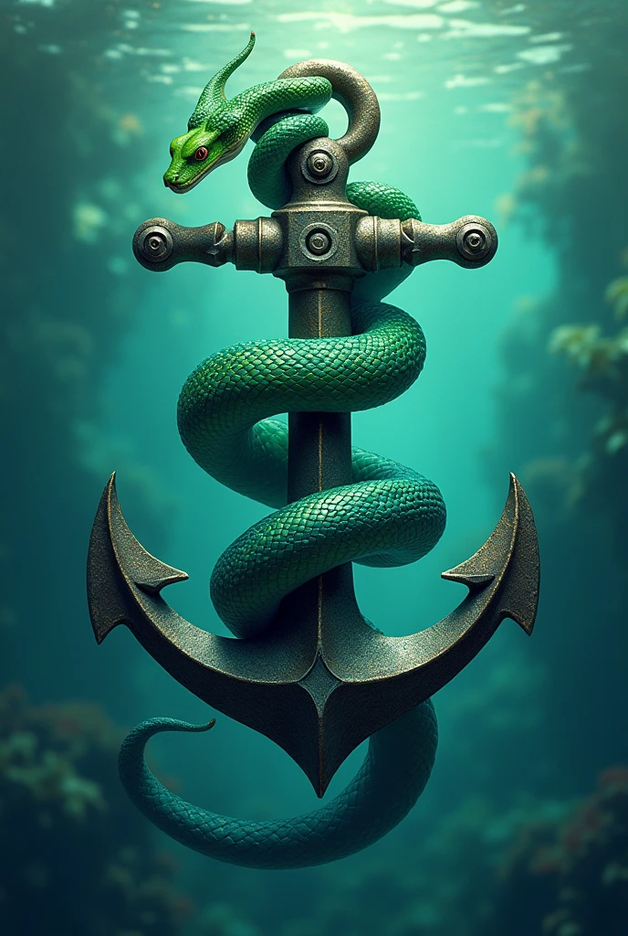 I wanted an anchor in aquamarine with a green boa constrictor, in drawing 
