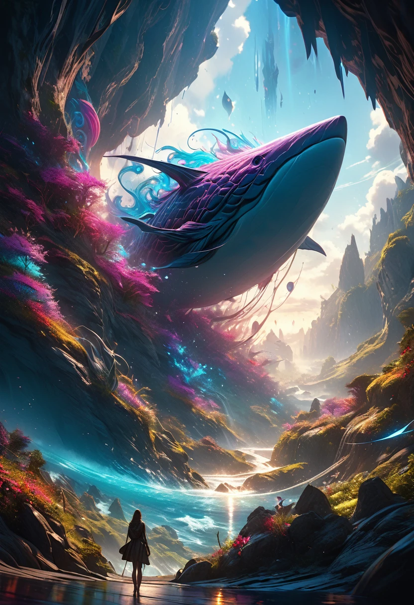 surreal,fantasy,dream-like,ethereal,cosmic,mystical,abstract,intricate,elaborate,detailed,vibrant colors,dramatic lighting,chiaroscuro,cinematic composition,(best quality,8k,highres,masterpiece:1.2),ultra-detailed,(realistic,photorealistic,photo-realistic:1.37),digital painting,cinematic style,imaginative,evocative,enigmatic,surreal landscape,floating elements,otherworldly atmosphere,vivid colors,deep shadows,dramatic highlights,cinematic angle,cinematic framing