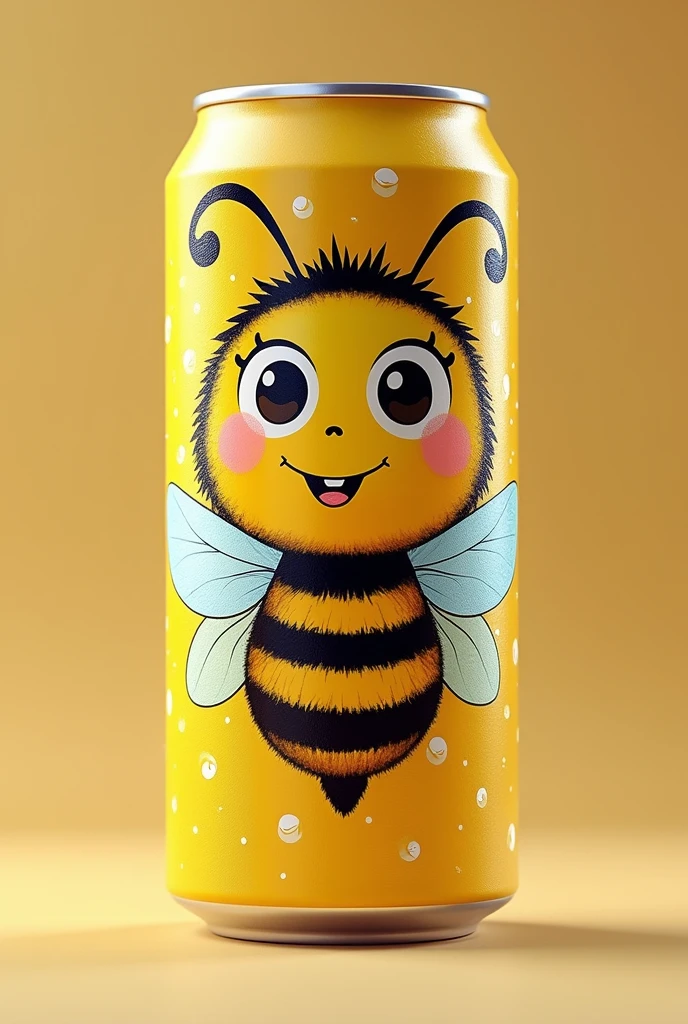 A soda can with a bee drawn on it 