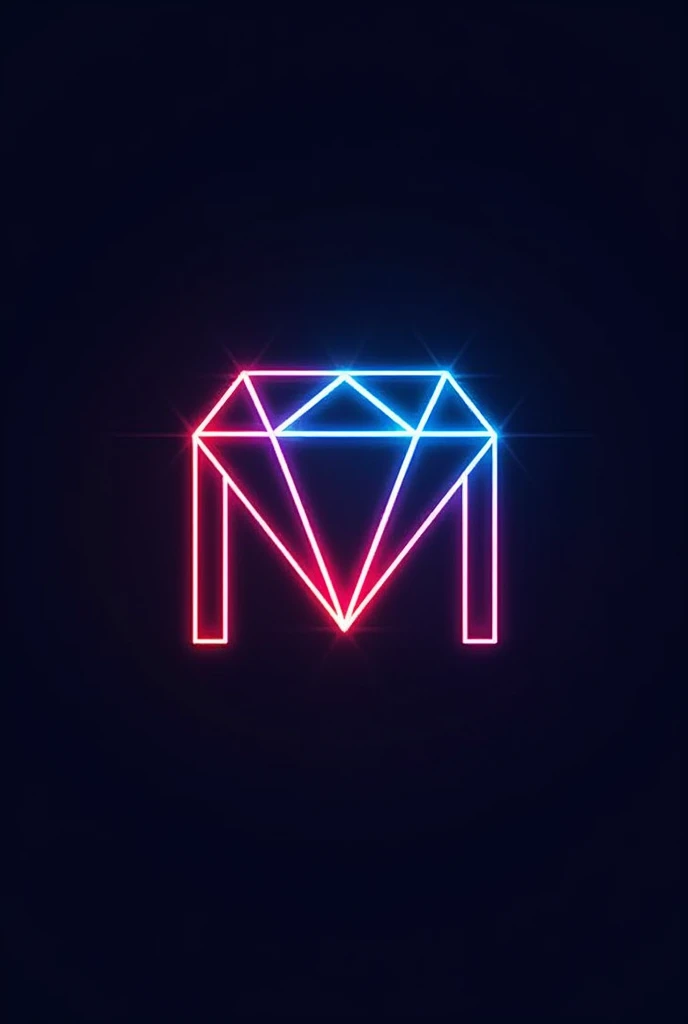 create a modern and minimalist logo with neon colors for a website called gifts of brilliants MINDS acronym BMG has a diamond in the middle of the M above, the top half is bright blue and the bottom half is diamond red