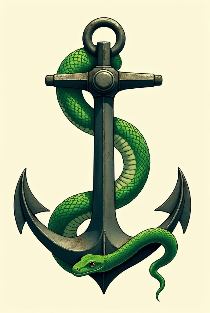 I wanted an anchor with a green boa constrictor, in drawing