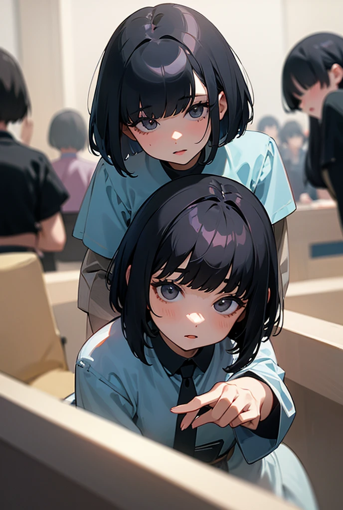 woman, first round、bangs, Black Hair、Bob Hair、1 person