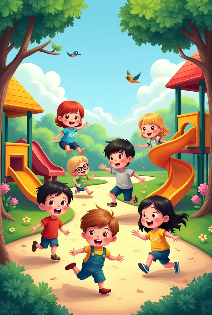 Kids style drawing of a play ground