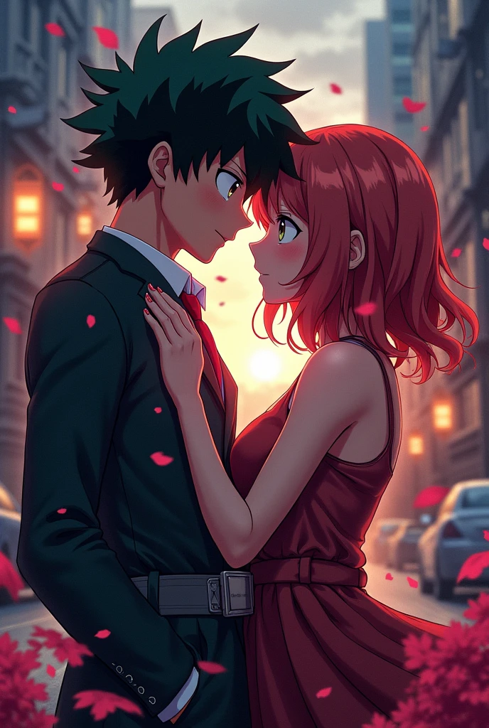 Create a kacchako fanfic cover in the romantic style enemies to lovers with a format compatible with wattpad