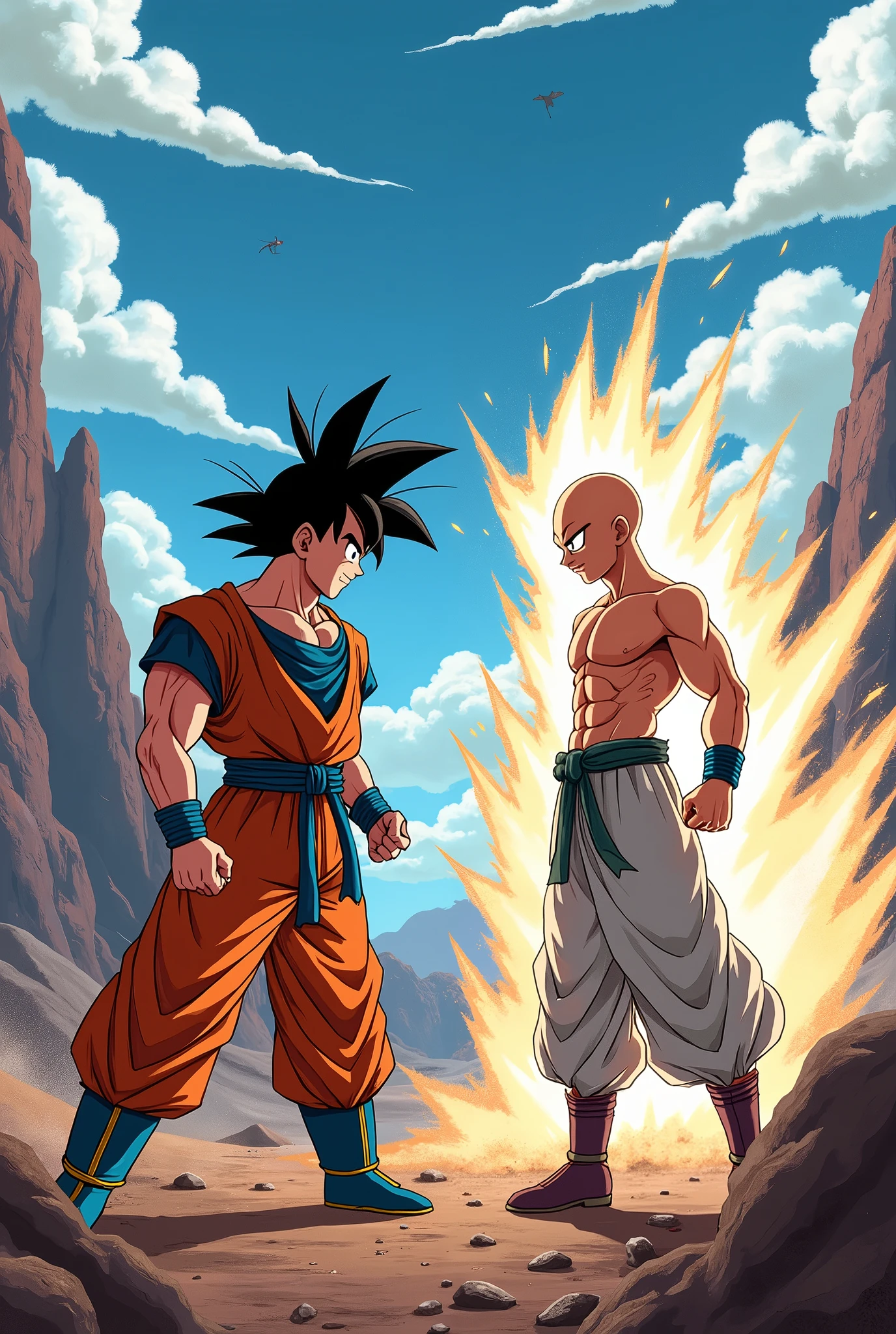 create goku fighting with saitama