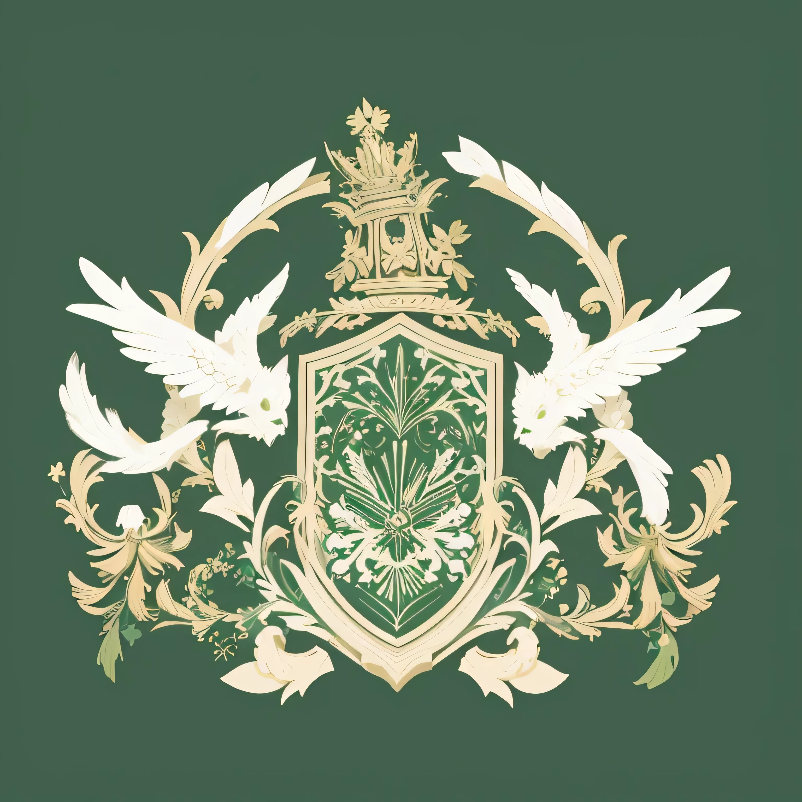 Make Crest with pale green beautiful and artistic design and logo 