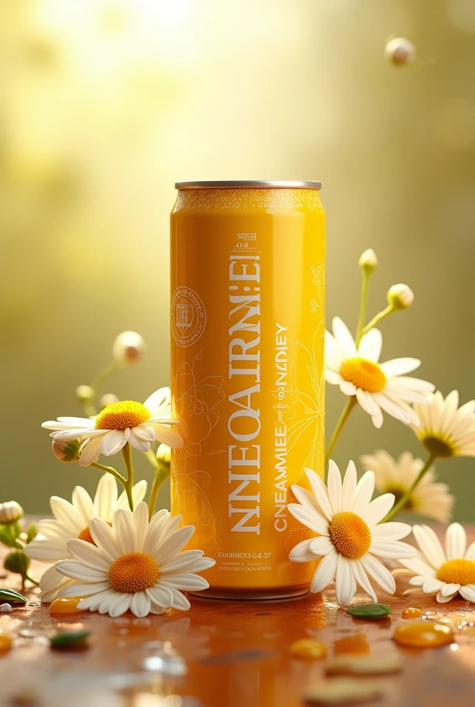 A can of energy drink with chamomile and honey flavor