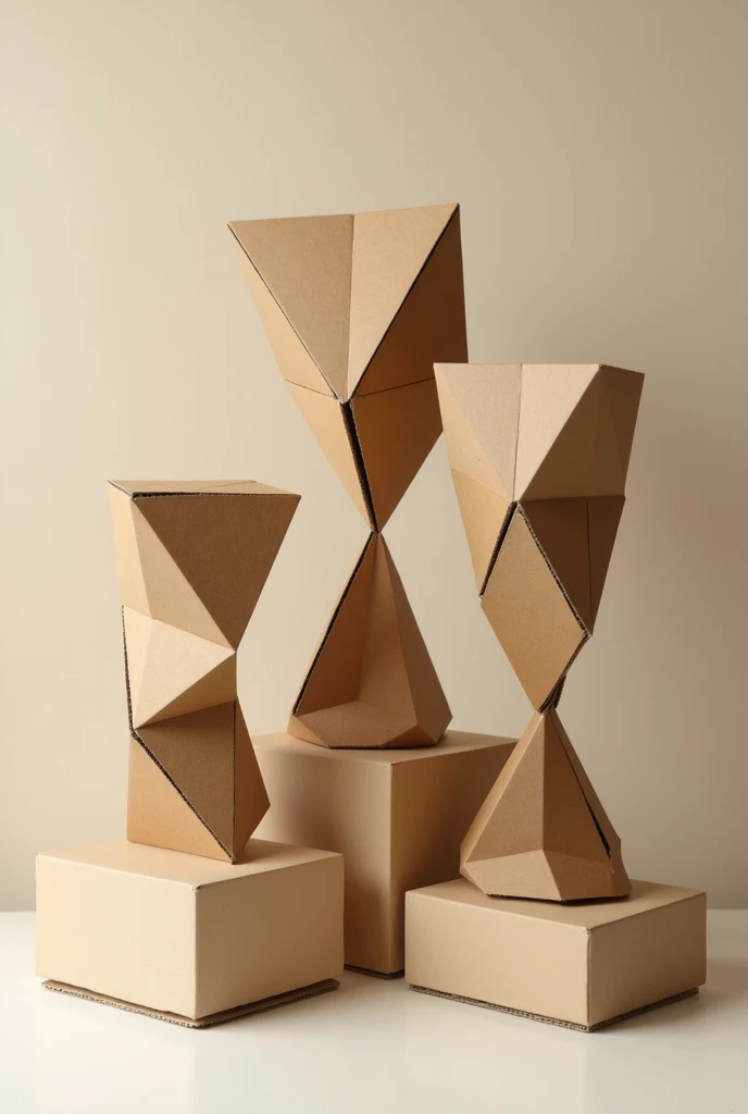 Quadrilateral figure trophies made from cut cardboard