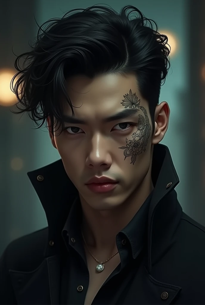 ((best quality)), ((ultradetailed)), ((masterpiece)), illustration, young adult man, ((asian male facial features)), soft facial features, tanned skin, yakuza,((tall_muscular_man)), black_short-cut_hair, meeay hair, brown eyes, light smile, black tank top, relaxed, ((tattoos on shoulders and arms)), mysterious symbols, ((cigarette smoking)), sitting in dimly lit living room, deep and enigmatic gaze, complex emotions, warm atmosphere, male protagonist, complex lighting.
looking at viewer, highres, hyper-detailed, photorealistic, ultra realistic, realistic light, hard lighting, intricate details, stop motion, tonemapping, sharp focus, hyper detailed, detailed eyes, eyes focus, (illustration:1.1), highres, background details, (extremely detailed CG unity 8k wallpaper:1.1), (mid shot1.25), (portrait:1.25), (solo:1.2), (beautiful face:1.15), (nixeu_soft:0.7), (nixeu_white:0.7)
