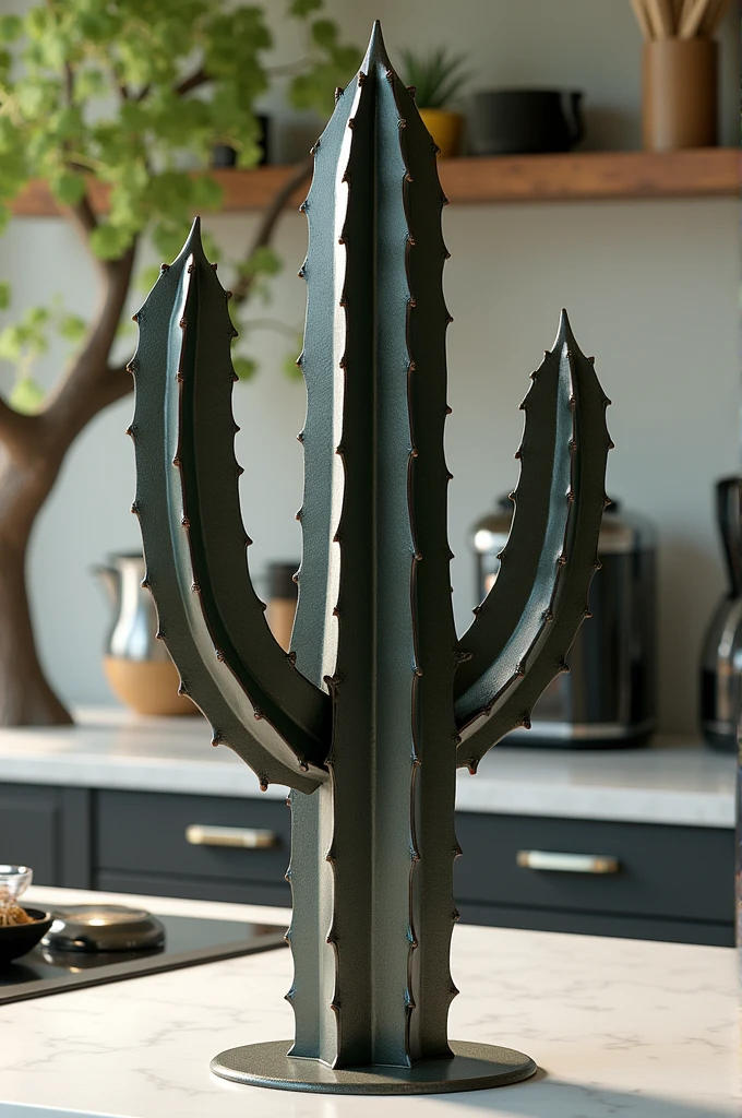 Un cactus en fer dans une cuisine sur un arbre
