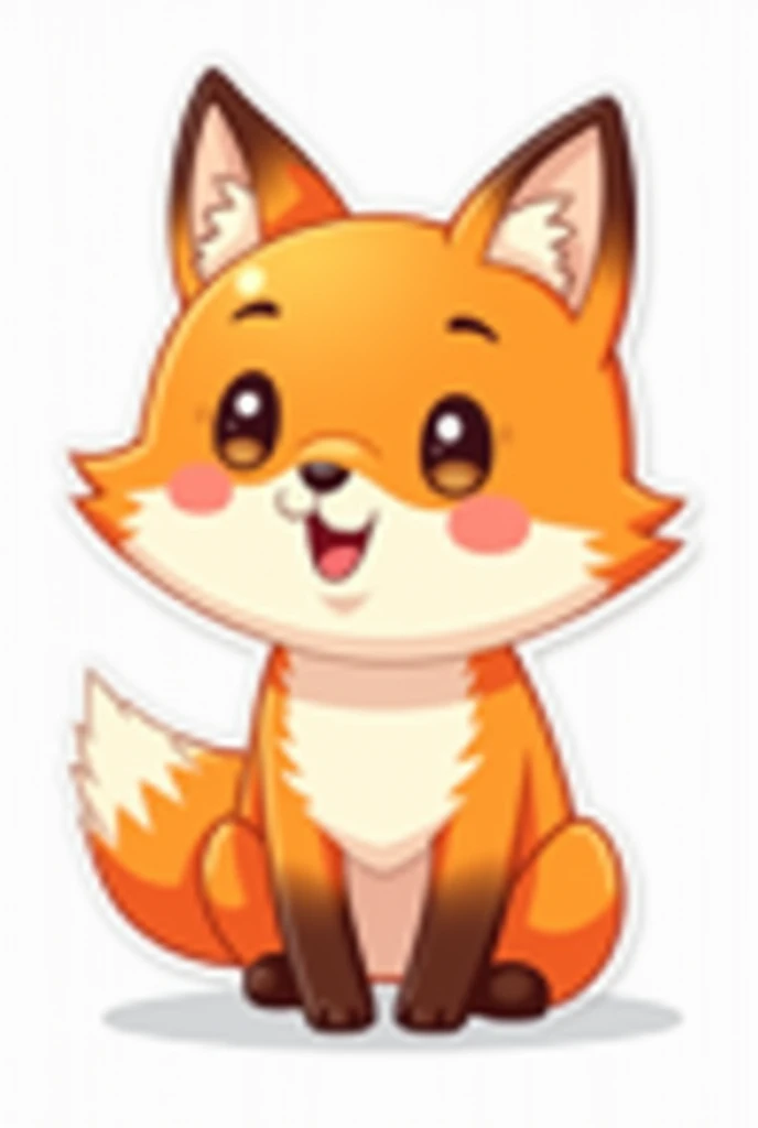 Create the image of a cute fox c
 , in sticker mode white background