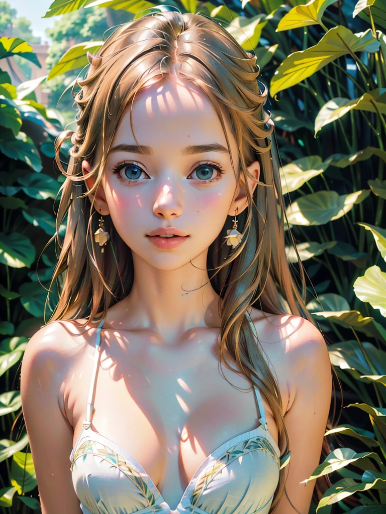 (best quality,4k,8k,highres,masterpiece:1.2),ultra-detailed,(realistic,photorealistic,photo-realistic:1.37),beautiful detailed eyes,beautiful detailed face,flowing curly hair,vibrant colors,soft lighting,dreamy atmosphere,summer garden,blooming flowers,gentle breeze,illustration,HD,studio lighting,portraits,pastel color palette,warm sunlight,airy feeling,peaceful environment,lush foliage,subtle shadows,dappled light,magical ambiance,serene mood,graceful movement,delicate petals,blurred background,elegant posture,harmonious composition,vivid hues,tranquil scene,nature-inspired,ethereal beauty,serene expression,delightful summer day