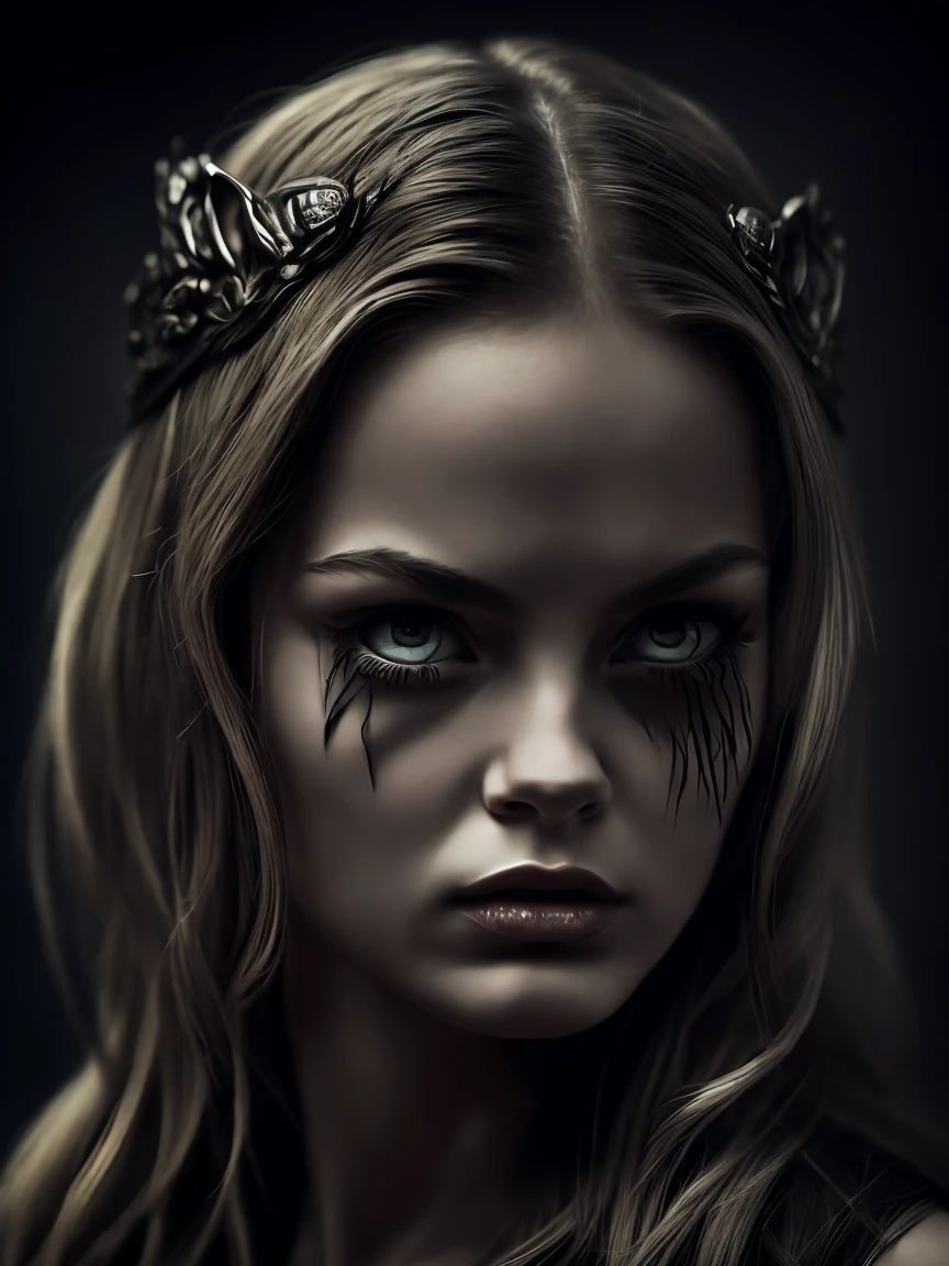 a terrifying monster version of the greek goddess athena,highly detailed face and body,piercing eyes,sharp teeth,long claws,wild hair,dark gothic aesthetics,monstrous and powerful,chiaroscuro lighting,dramatic shadows,moody atmosphere,rich colors,cinematic composition,masterpiece