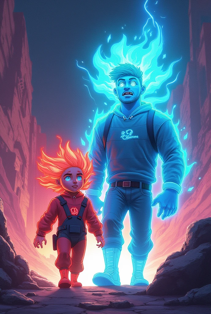 {
"size": "1024x1024",
"prompt": "In a highly detailed and realistic comic book style, similar to the provided image, the characters enter the Land of Halogens. The environment is vibrant, filled with flashing lights and a sense of energy. Fluorine (F) and Chlorine (Cl) are depicted as dynamic and reactive figures, with Fluorine being smaller and more intense, while Chlorine is slightly larger but equally eager to react. The characters retain their humanoid forms, with expressive, focused faces and modern attire reflecting their energetic nature. The image focuses on the lively atmosphere and detailed portrayal of the halogens, without any text or speech bubbles."
}
