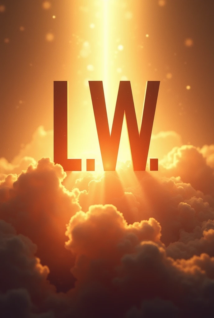Write boldly with capital letter "L.W", Background heavenly light