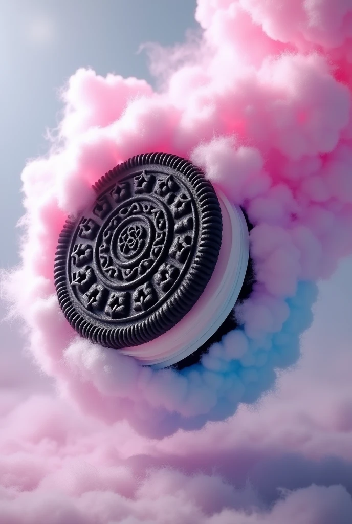 black and round oreo cotton candy