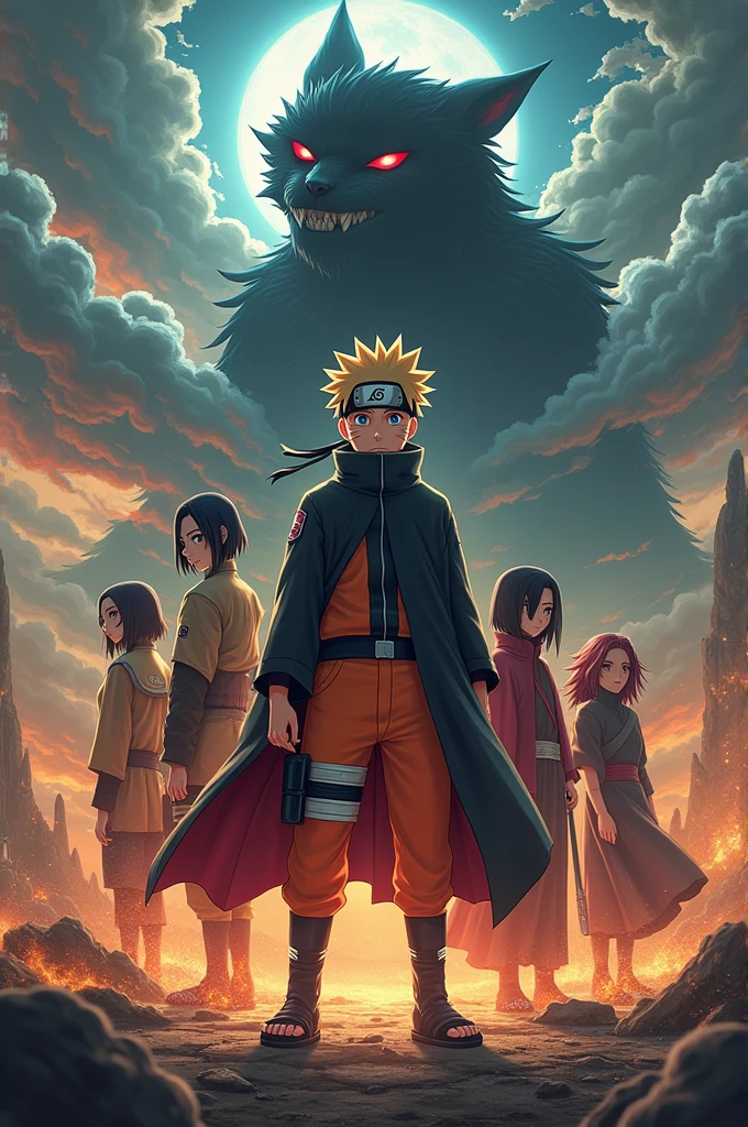 I want a splash art with Naruto, Pain, sass, Itachi, Kurama, Nagato,