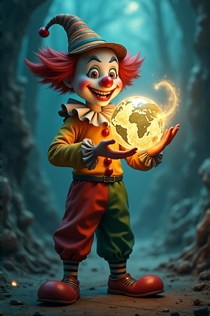 Clown with the globe in his hands